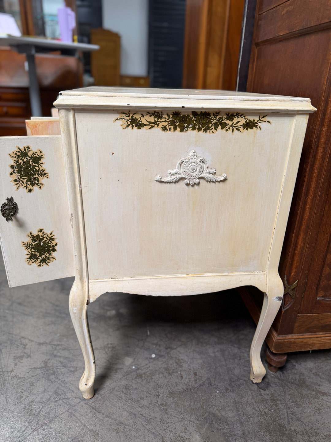 Small Antique Four Door Painted Cabinet