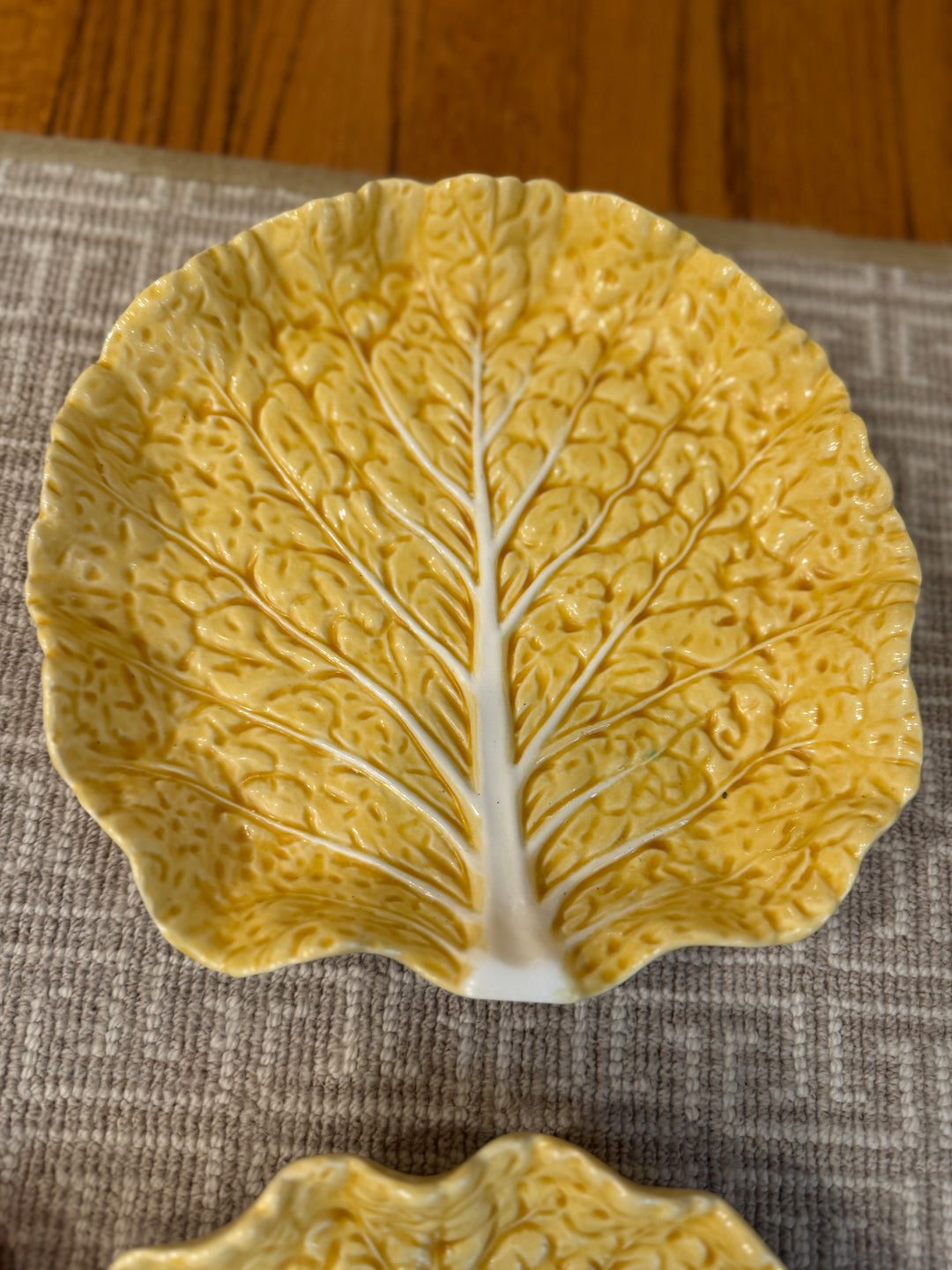 Vintage Bordallo Pinheiro Yellow Cabbage Salad Plates (Set of 10)