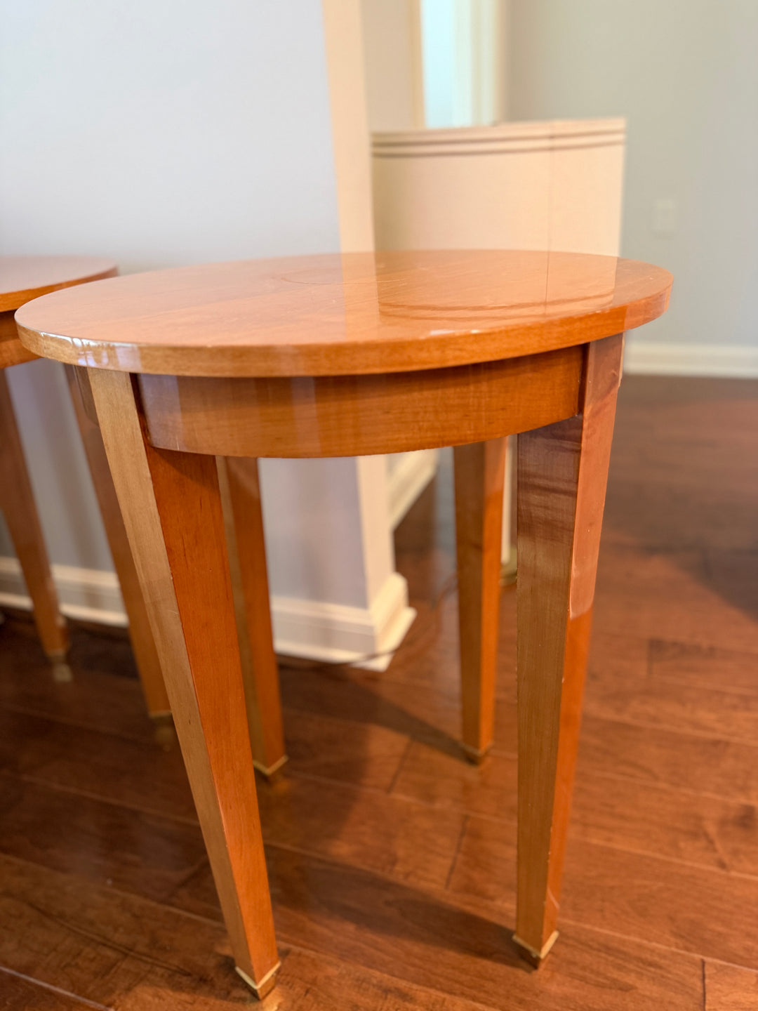 Pair of Round Cherrywood Side Tables