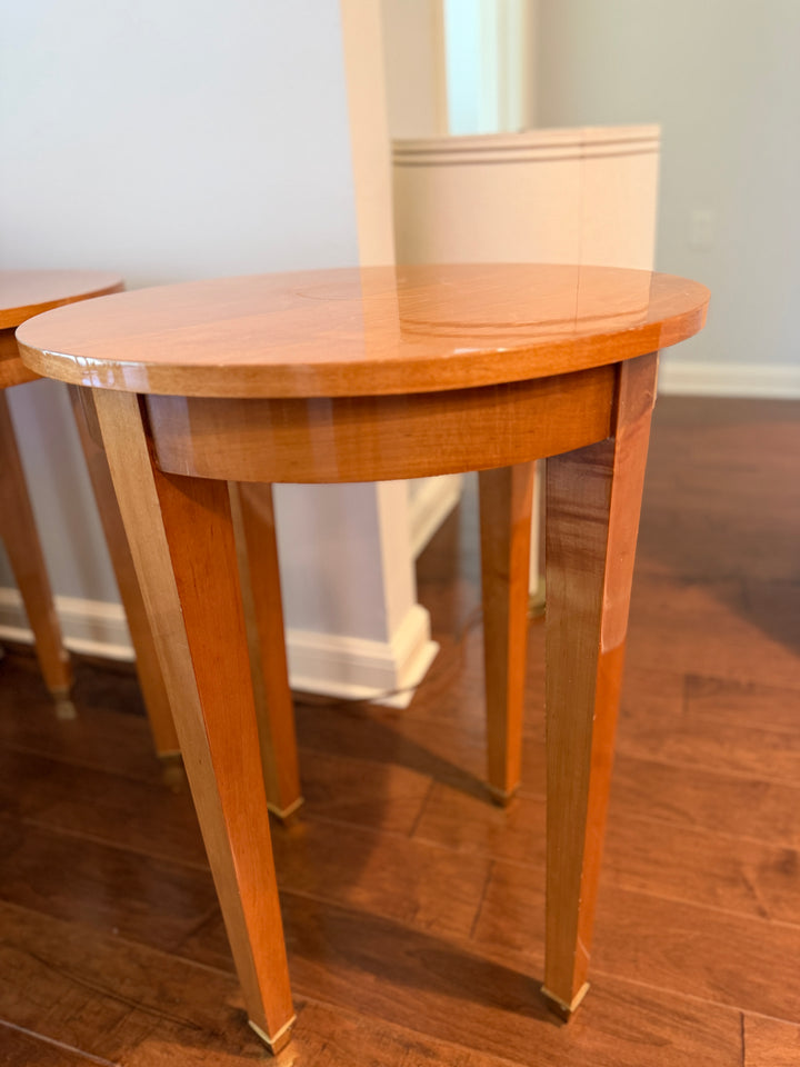 Pair of Round Cherrywood Side Tables