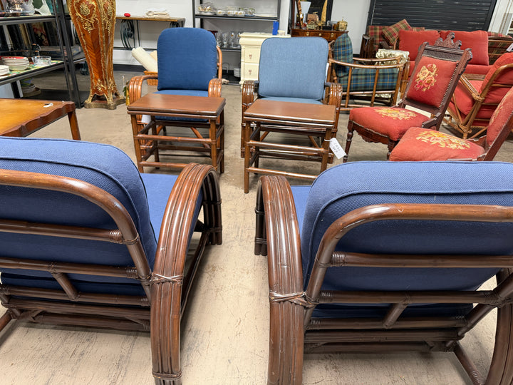 Set of 2 Vintage Bamboo and Rattan Armchair