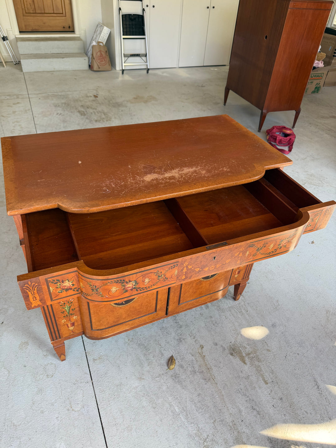 19th Century Hand-Painted Satin Wood Antique Satinwood Cabinet