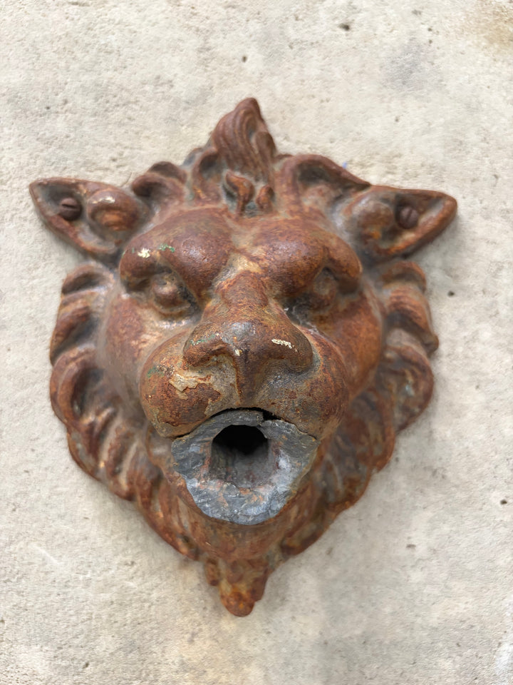Cast Stone Demilune Fountain Panel with Lion Head Spout