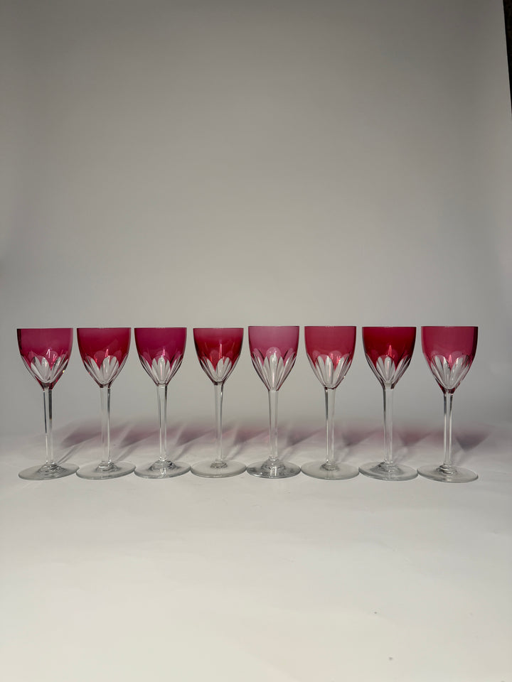 8 Baccarat Harcourt Genova Ruby Crystal Glasses