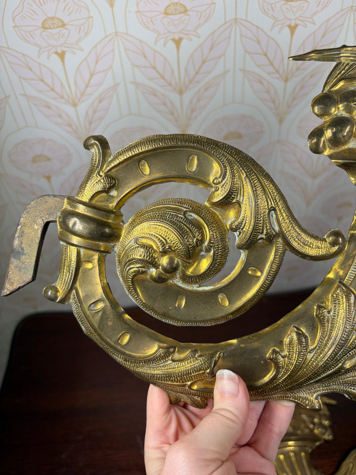 Pair of Gilt Bronze Rococo Acanthus & Cornucopia Ornamental Mounts