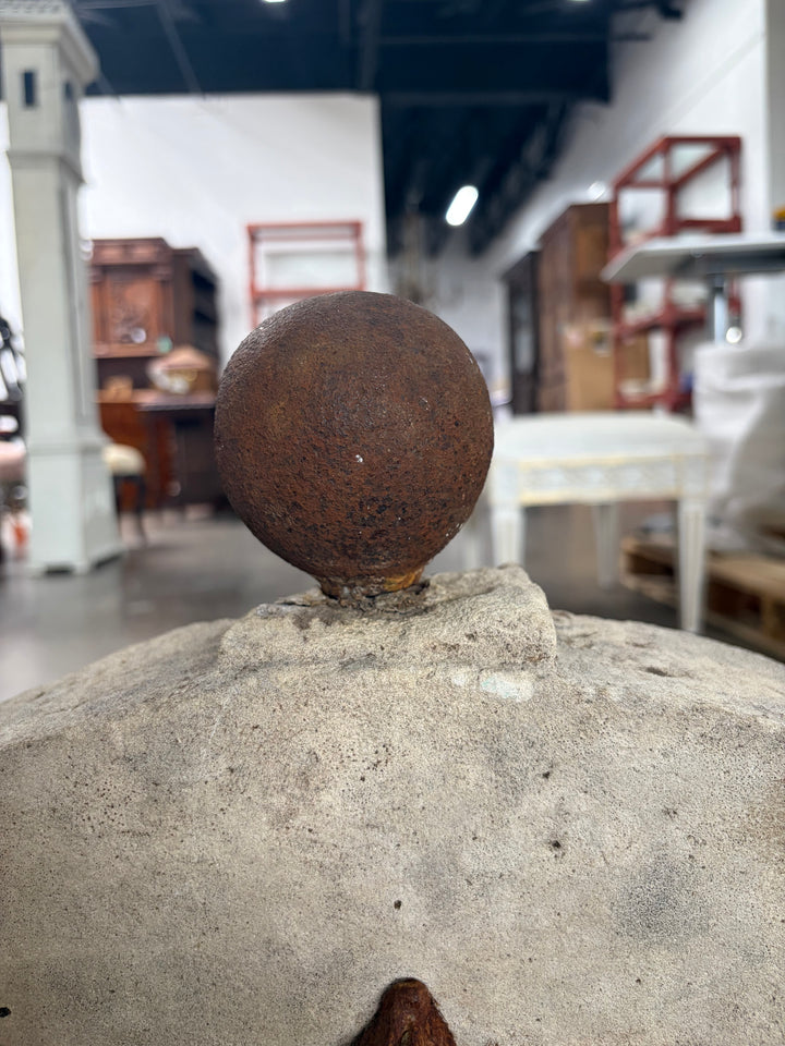 Cast Stone Demilune Fountain Panel with Lion Head Spout