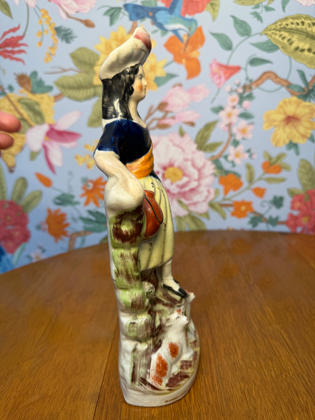 Woman and Two Orange Lambs
