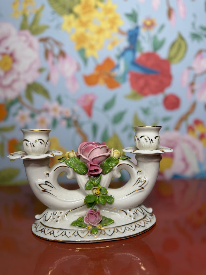 Vintage Porcelain Double Candleholder