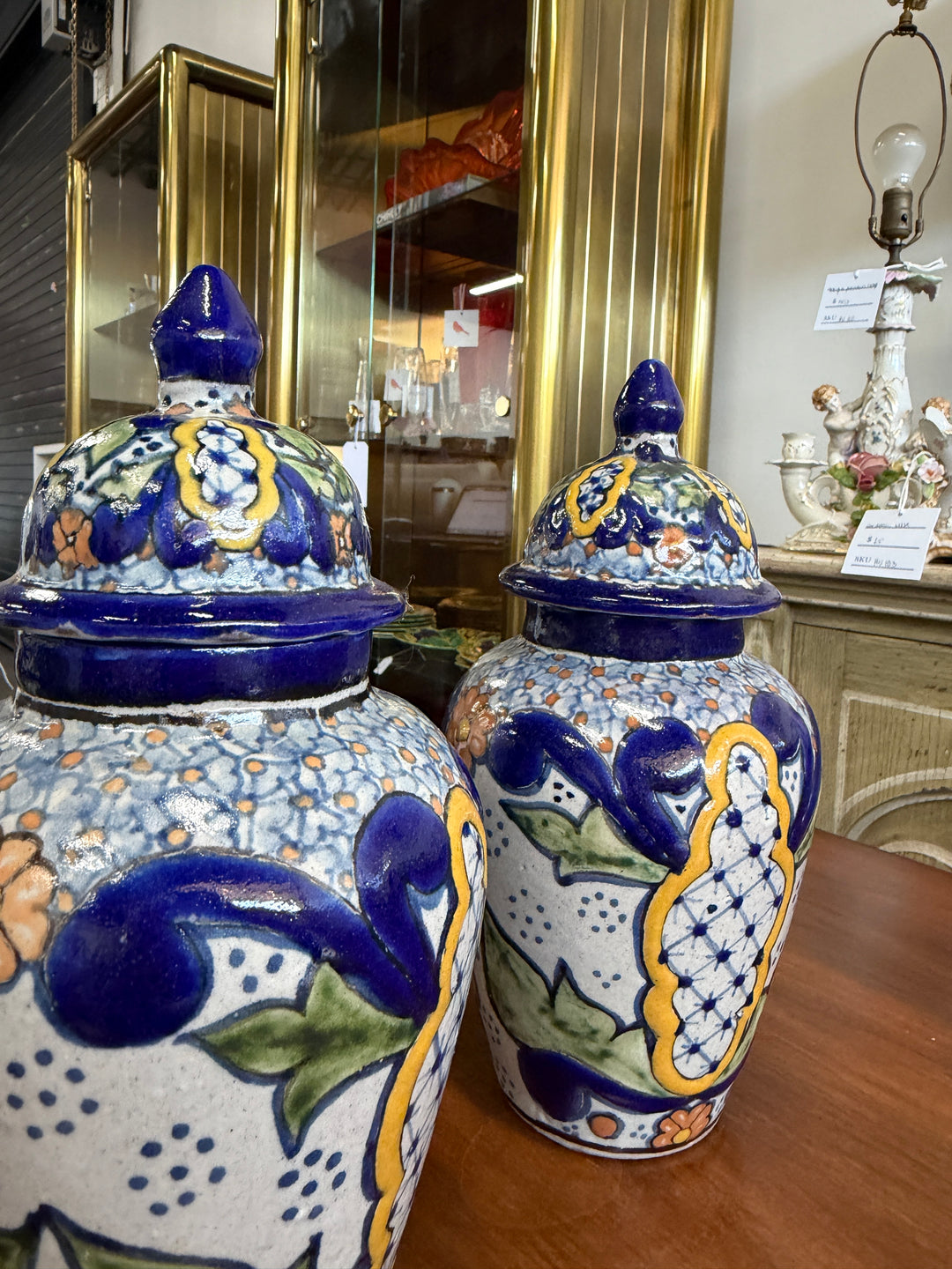 Set of 2 Stamped Mexico Ginger Jars