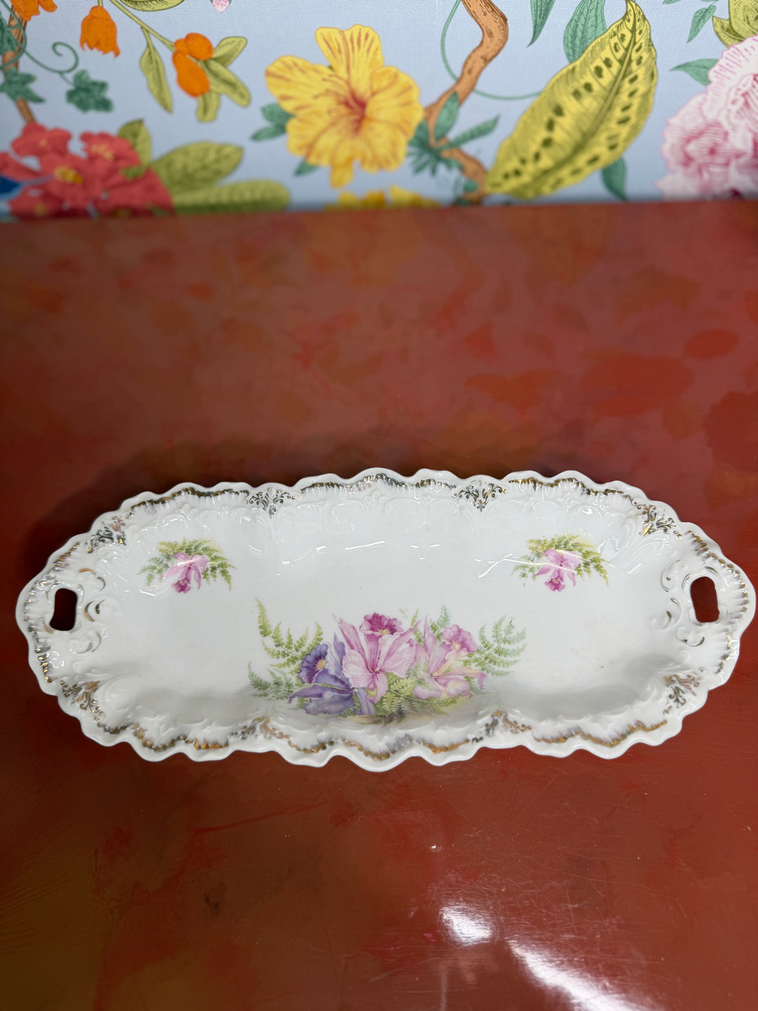 Antique Porcelain Floral Tray
