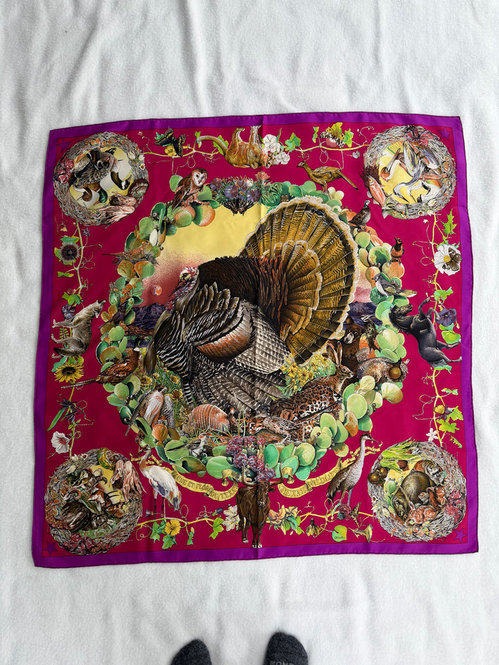 Vintage HERMÈS “Fauna et Flora du Texas” Silk Scarf by Kermit Oliver 90