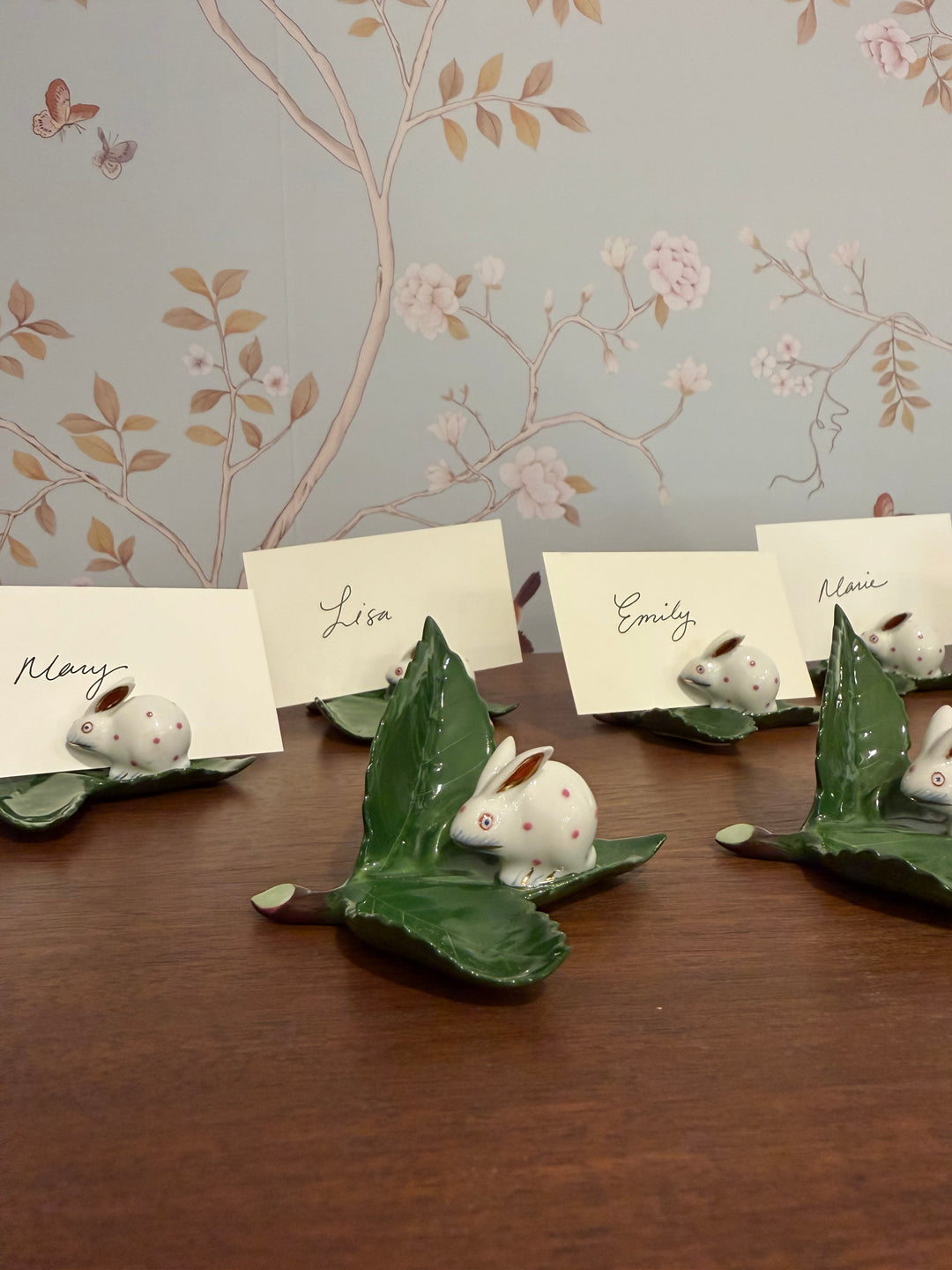 Herend Bunny on Leaf Name Card Holders (8)