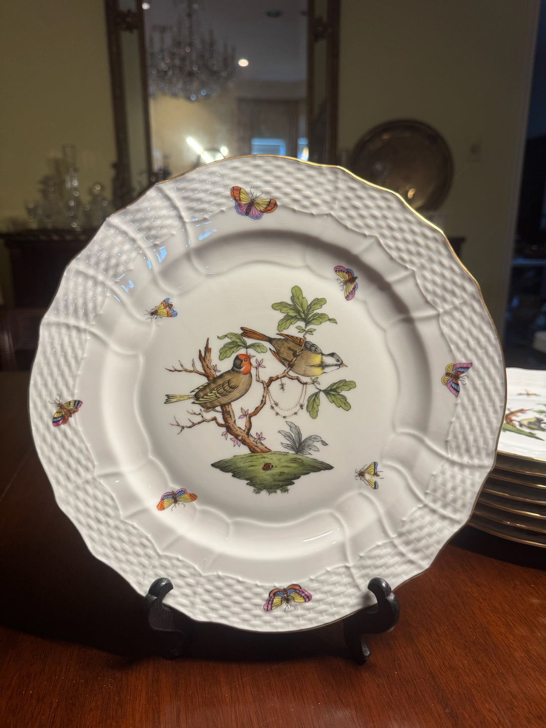 8 Herend Rothschild Dinner Plates (#1527)