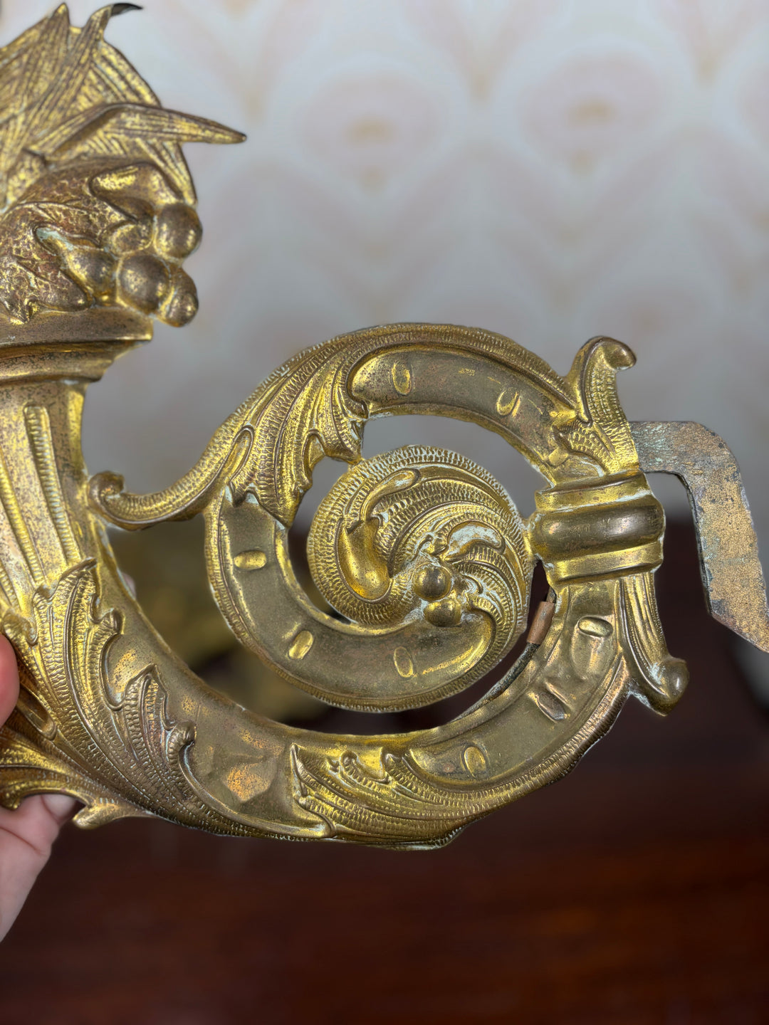 Pair of Gilt Bronze Rococo Acanthus & Cornucopia Ornamental Mounts
