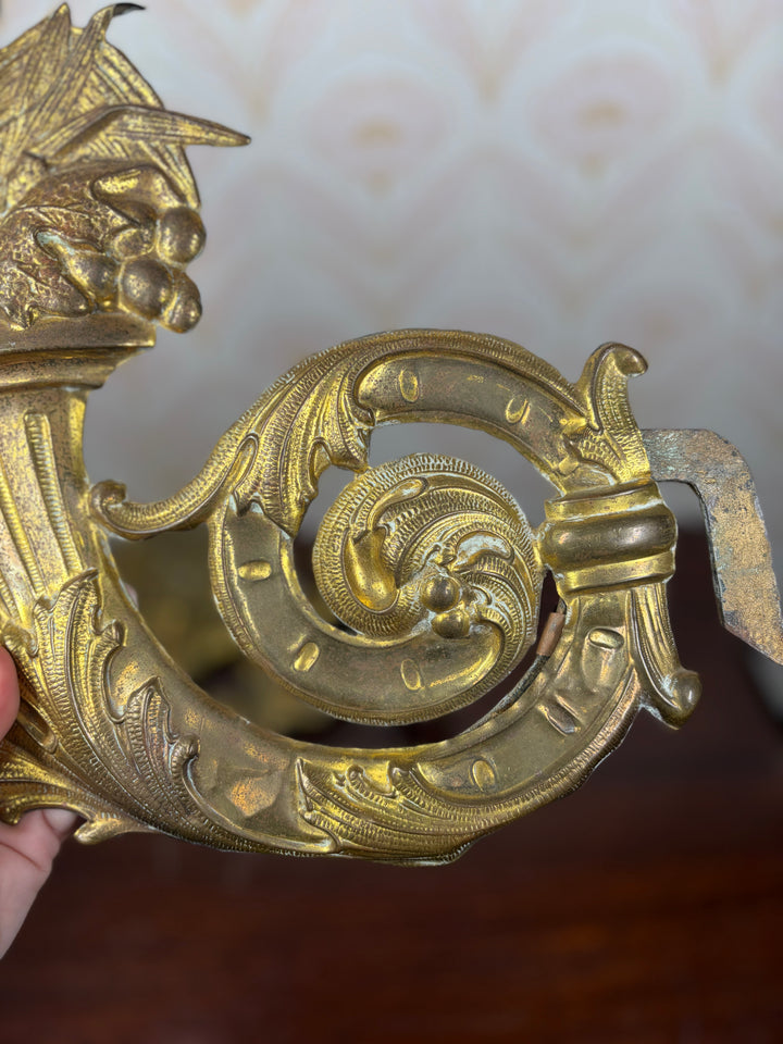 Pair of Gilt Bronze Rococo Acanthus & Cornucopia Ornamental Mounts
