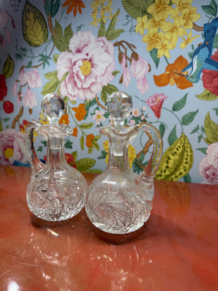 Set of 2 Cut Glass Decanters