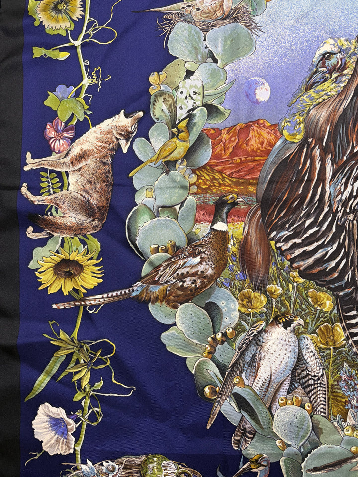 RARE Vintage HERMÈS “Faune Et Flora du Texas” Silk Scarf 90 (Comes with box)