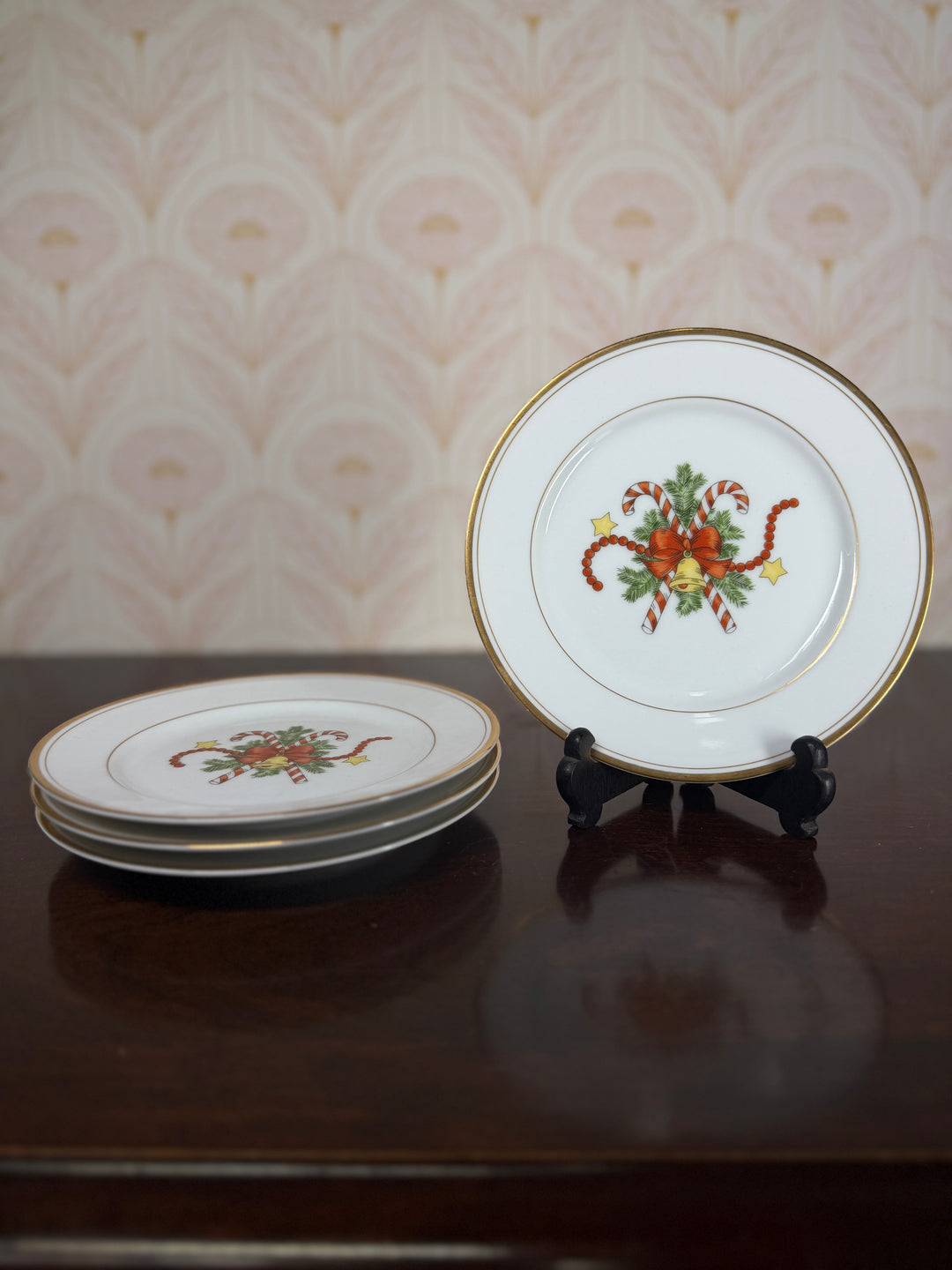 Fitz and Floyd 4 Candy Cane Small Plates