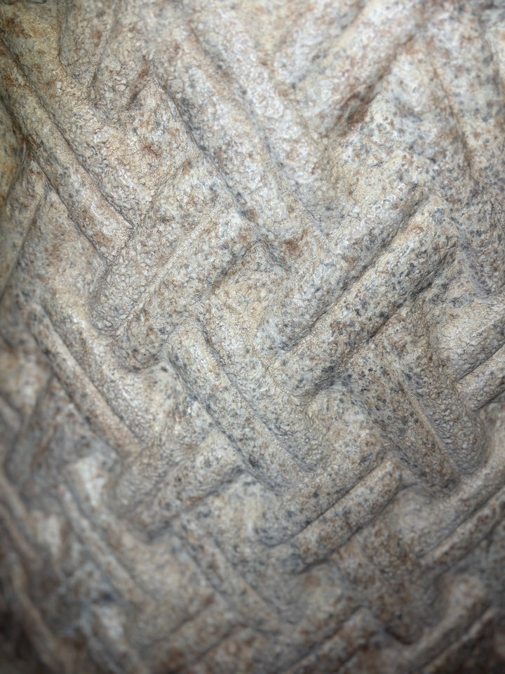Large Stone-Finish Planter with Basketweave Relief