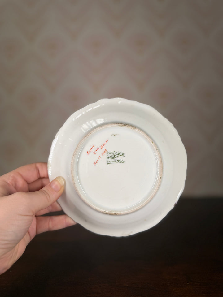 Antique Floral Limoges Teacup and Saucer