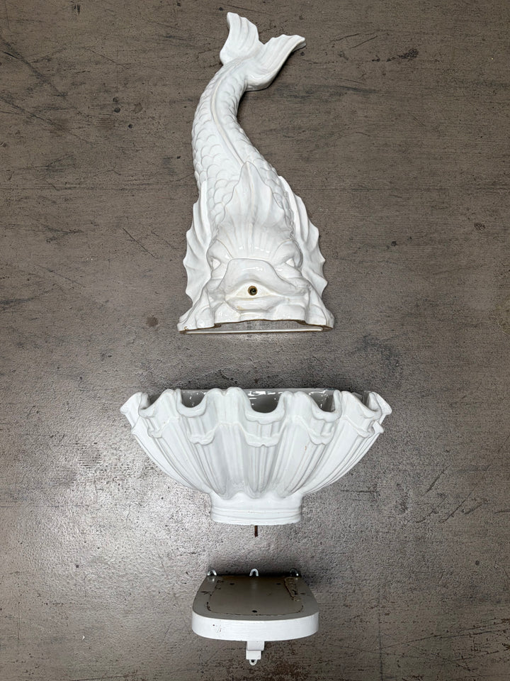 Wall Fountain / Lavabo Featuring Aquatic Creature & Shell Basin
