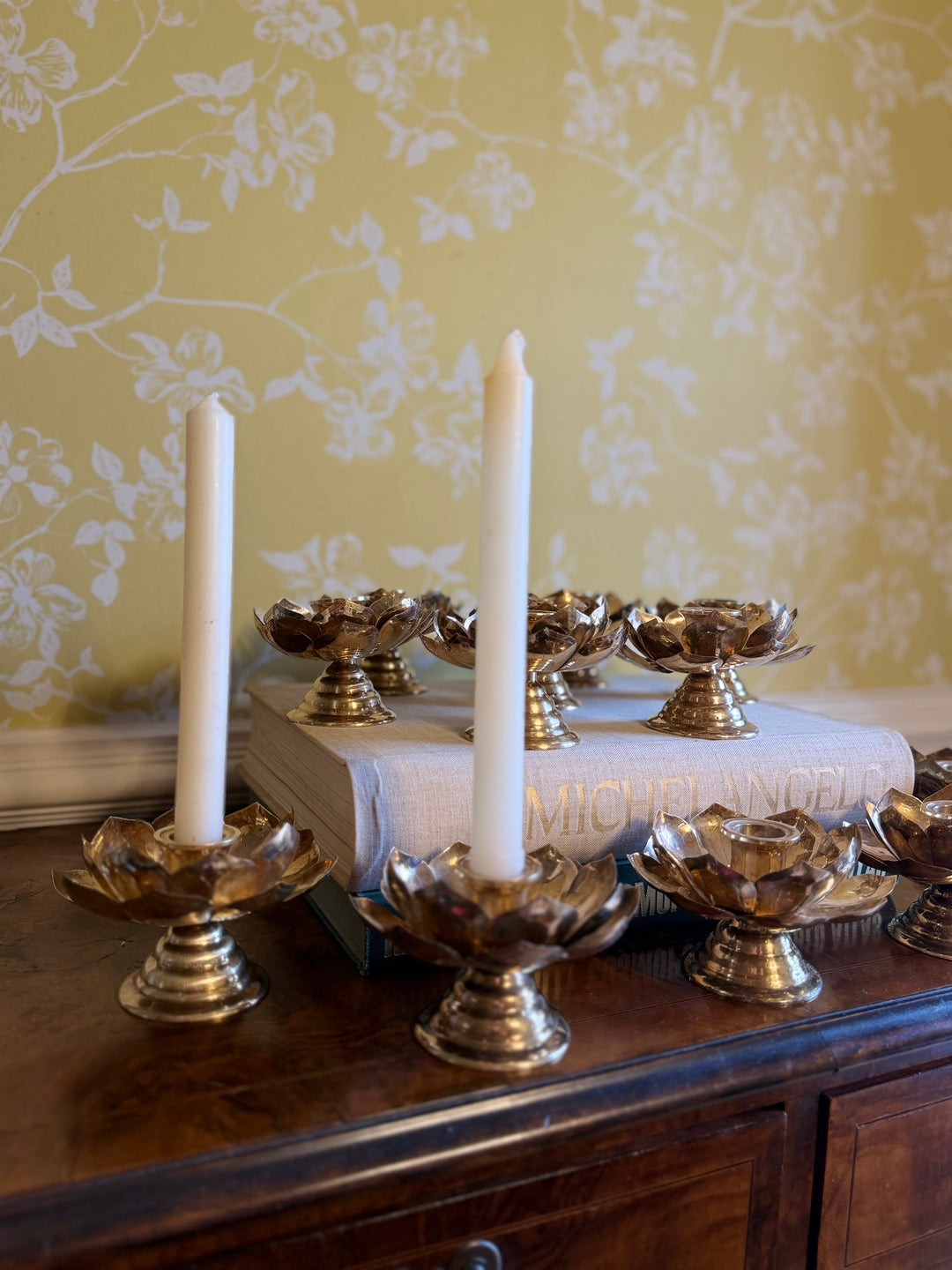 Vintage Brass Lotus Candleholders (Sold individually)