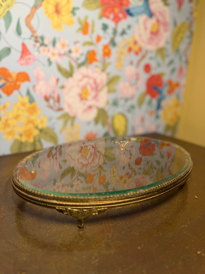 Glass Mirrored Vanity Tray