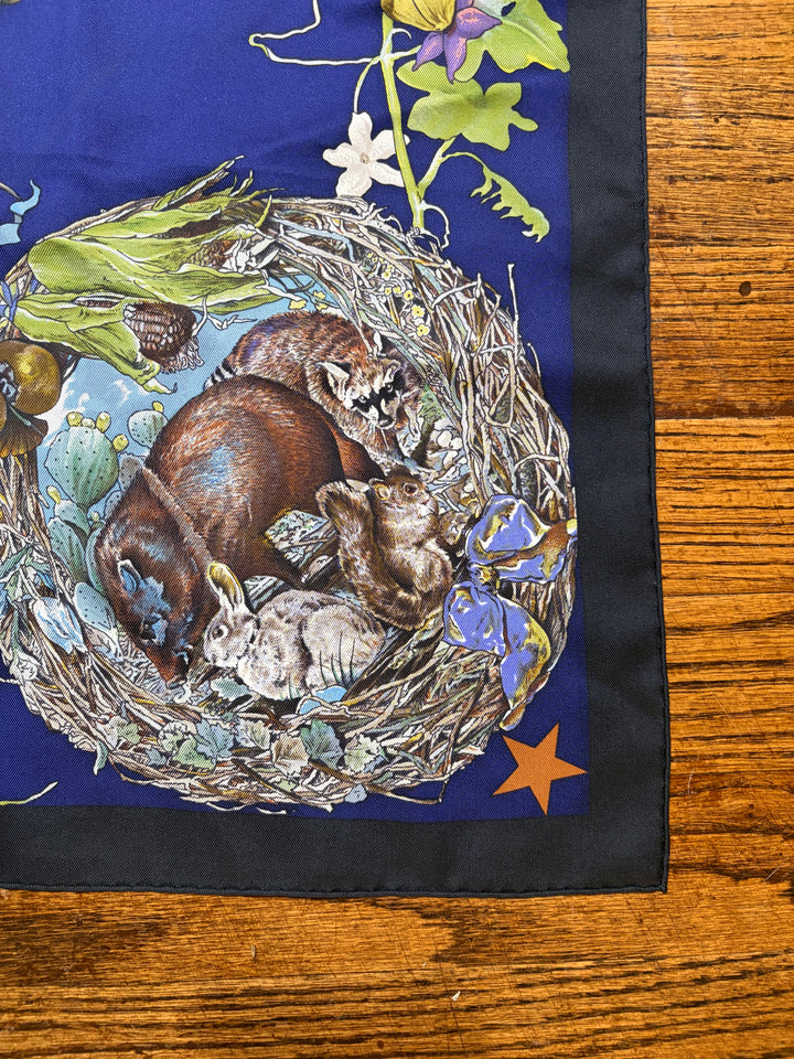 RARE Vintage HERMÈS “Faune Et Flora du Texas” Silk Scarf 90 (Comes with box)