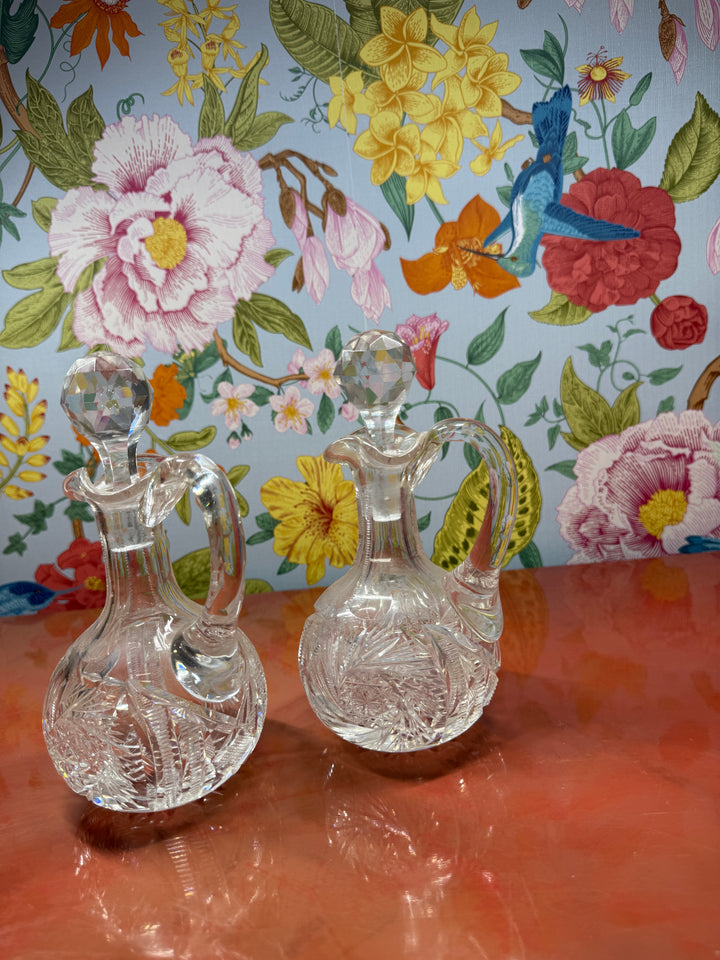 Set of 2 Cut Glass Decanters