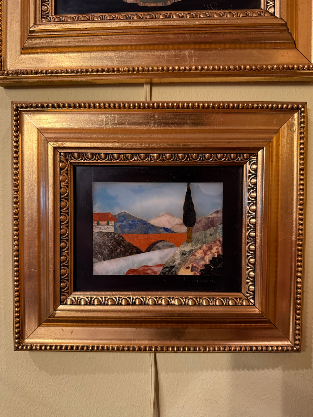 Italian Pietra Dura Village Plaque