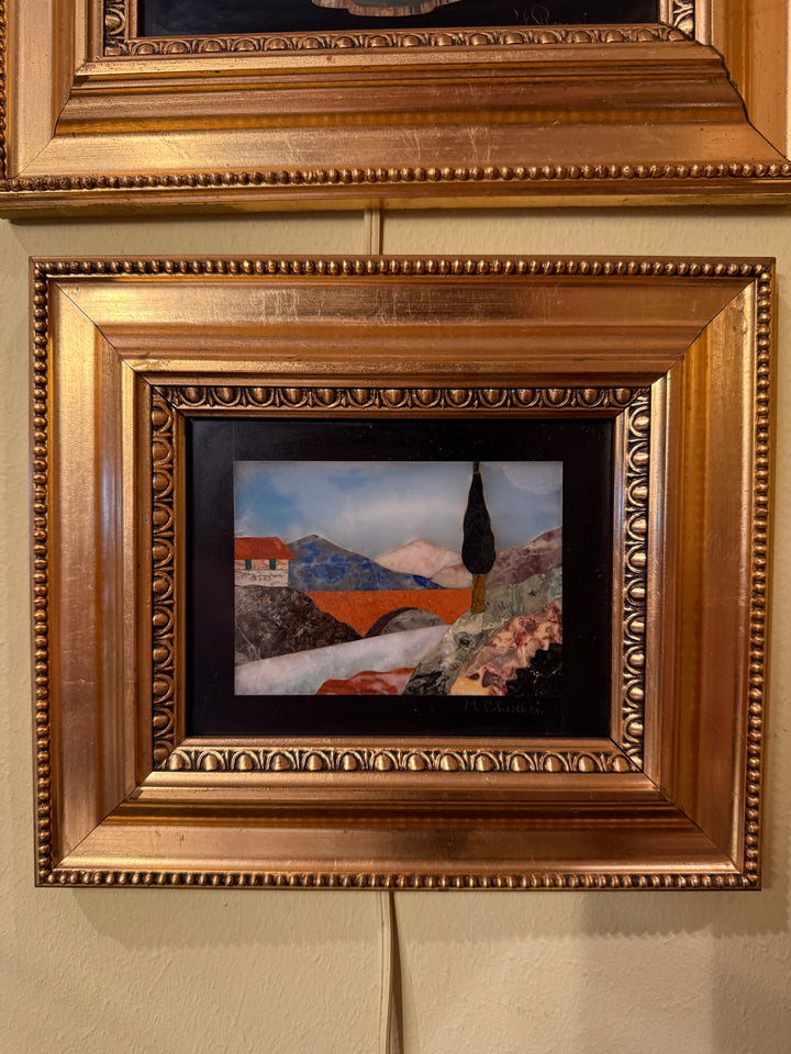 Italian Pietra Dura Village Plaque