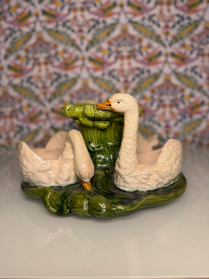 English Victorian Figural Majolica Flower Stand by Bretby, & Mark