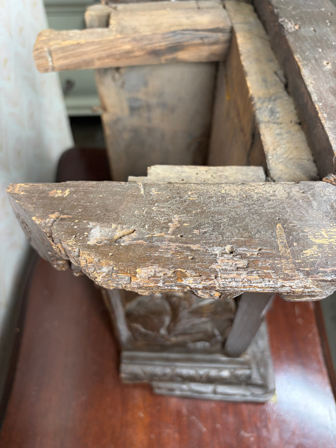Carved Wood Architectural Pedestal or Reliquary Base