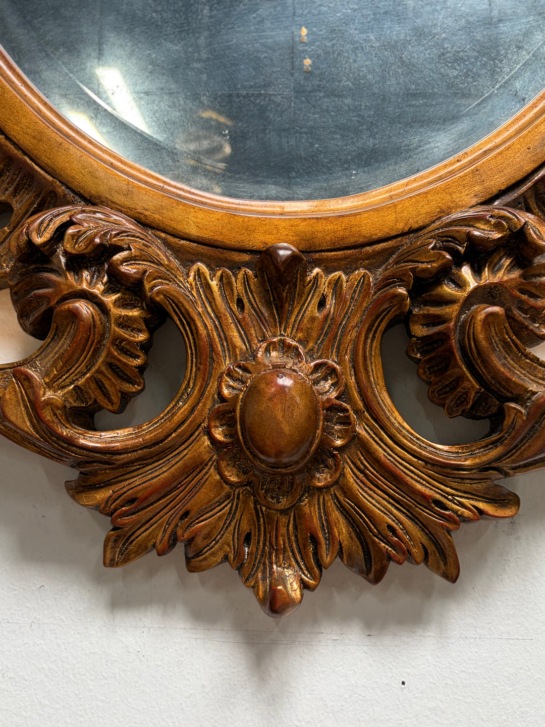 Large Oval Gilt Rococo-Style Wall Mirror