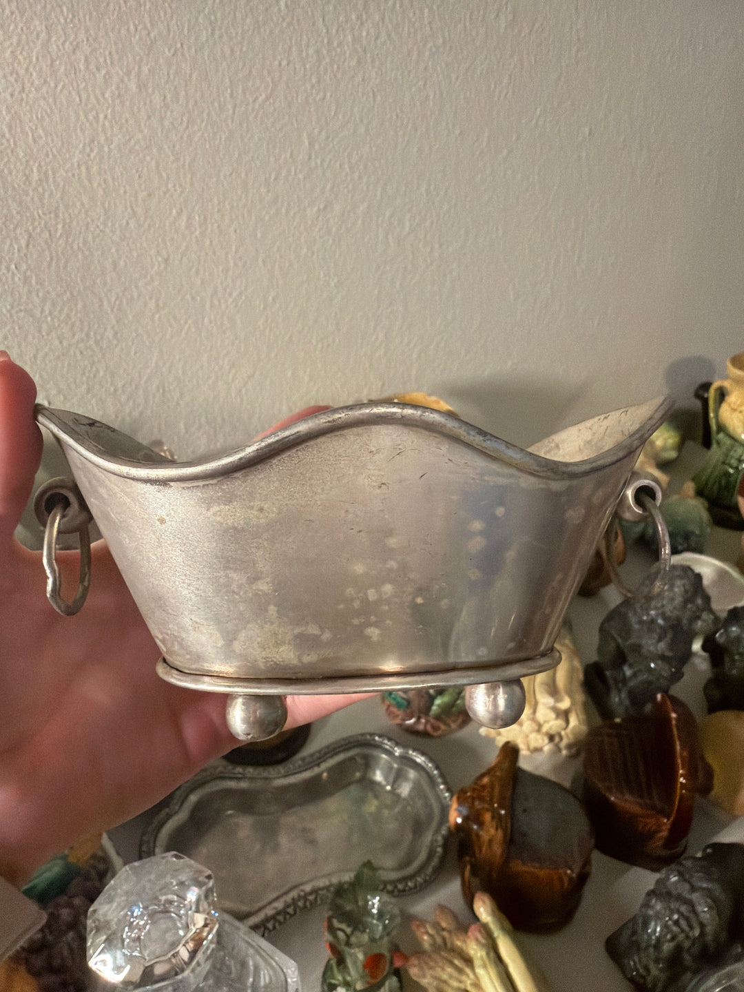 Pewter Footed Bowl with Ring Handles