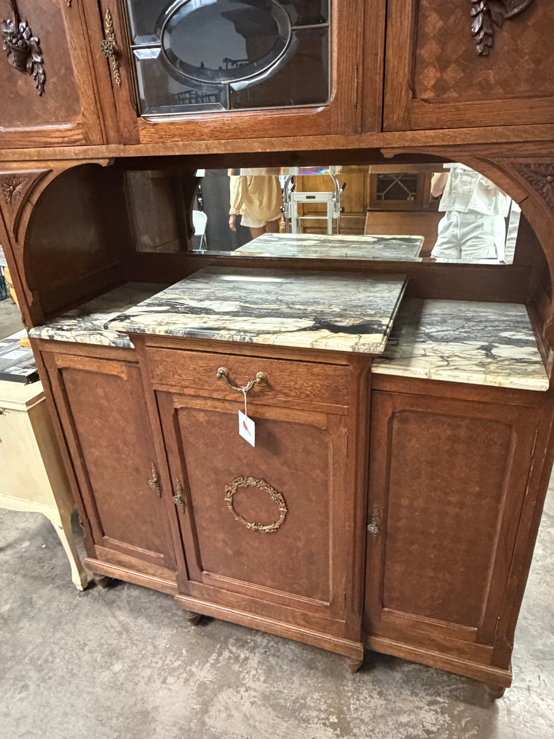 Antique Marble Top Buffet/Hutch