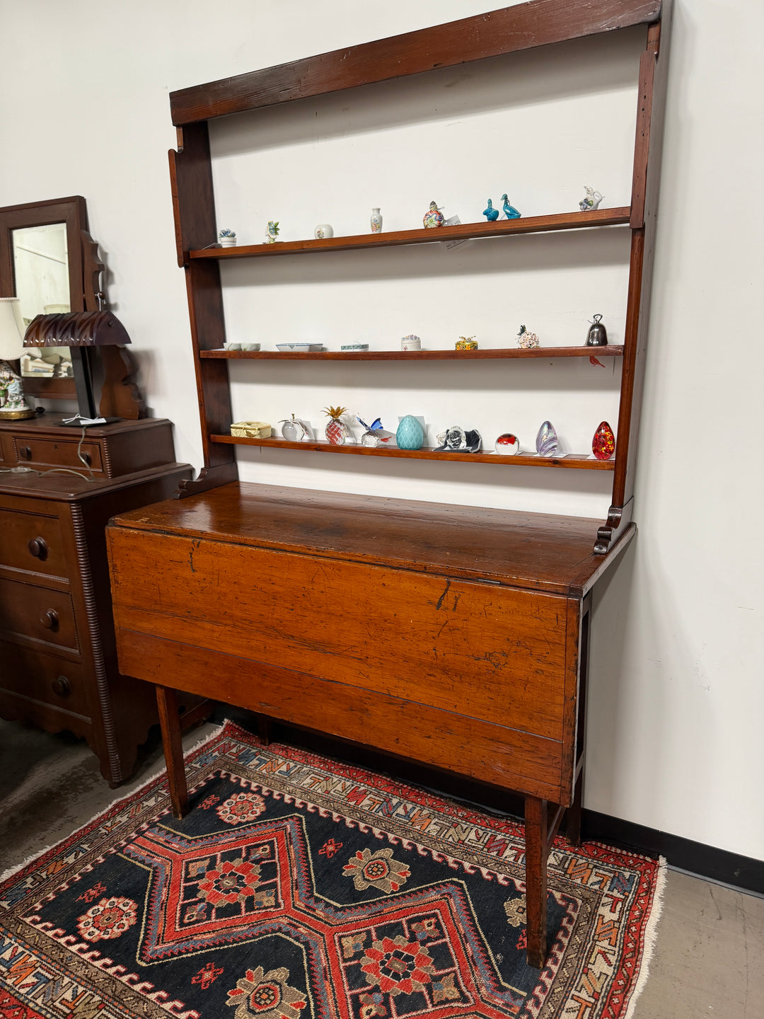 Antique Drop Leaf table with Shelving