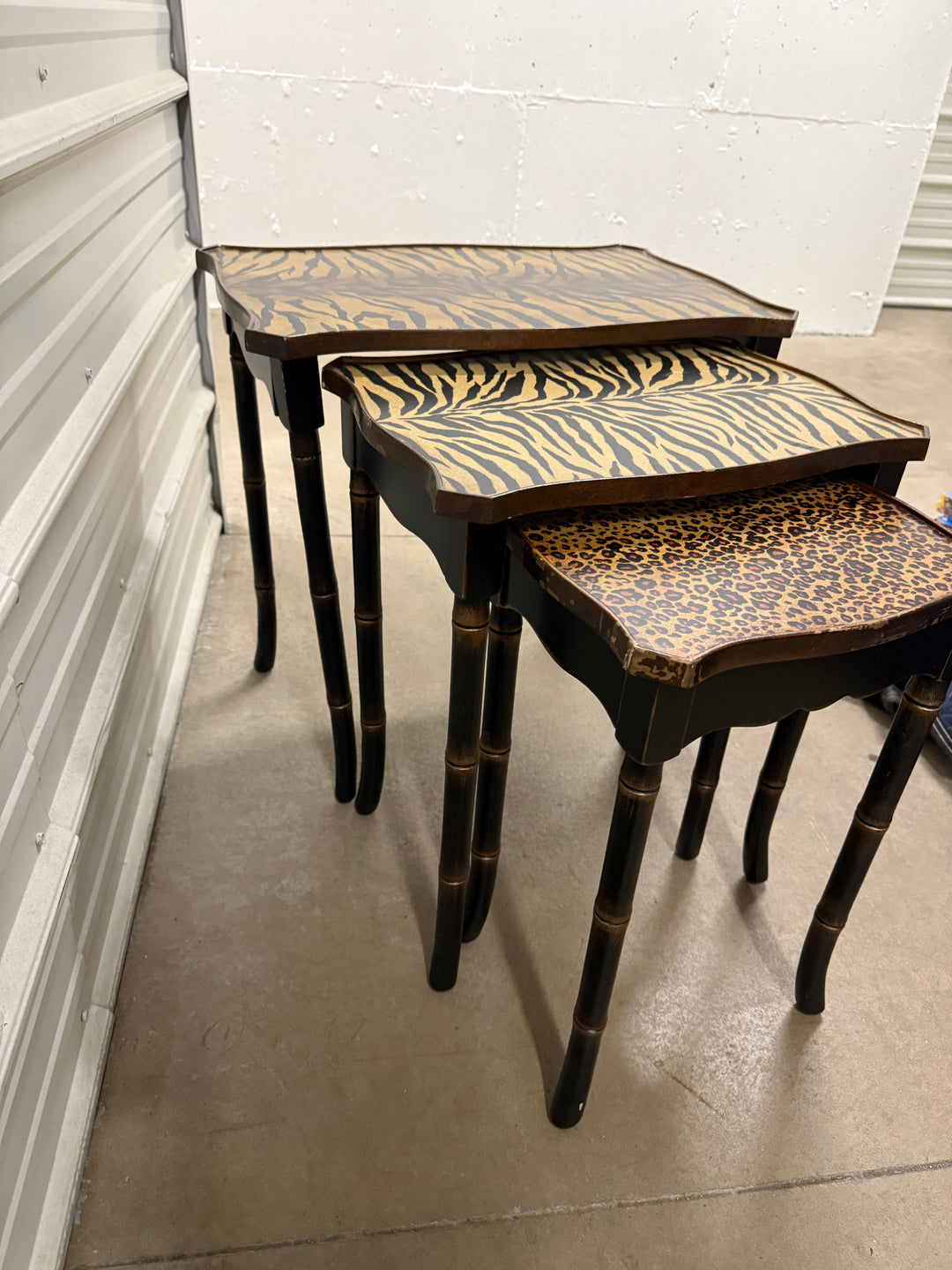 Faux Bamboo Resin Nesting Tables