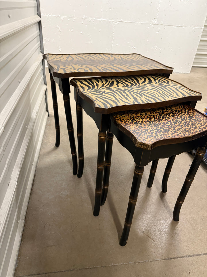 Faux Bamboo Resin Nesting Tables