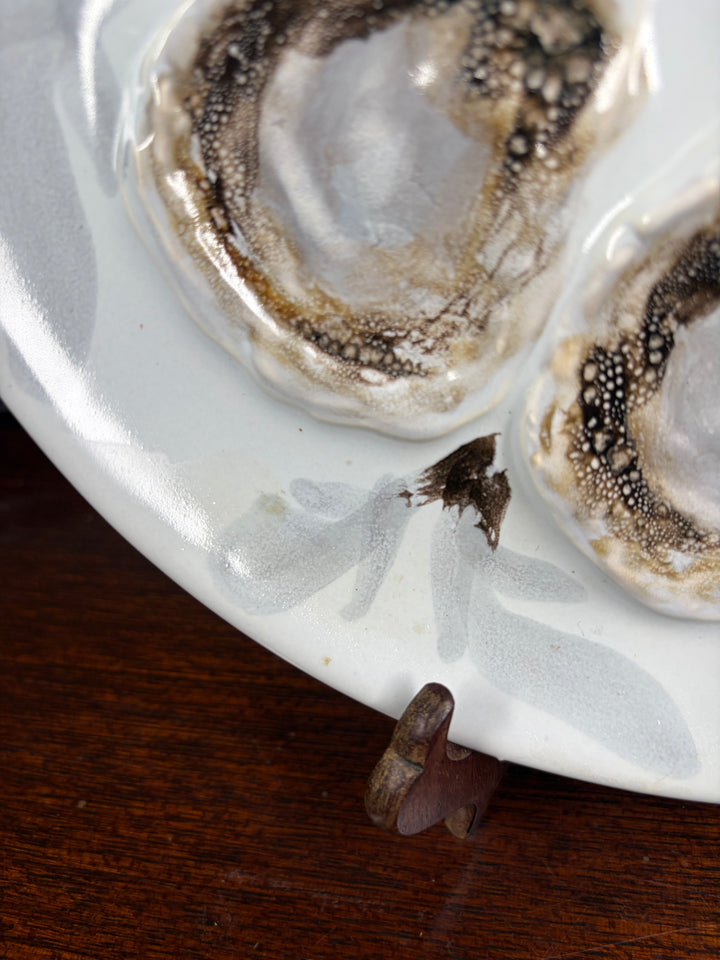 Set of Three Porcelain Oyster Plates
