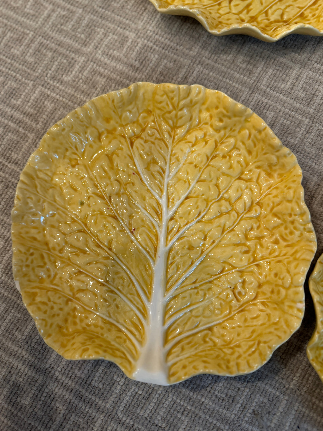 Vintage Bordallo Pinheiro Yellow Cabbage Salad Plates (Set of 10)