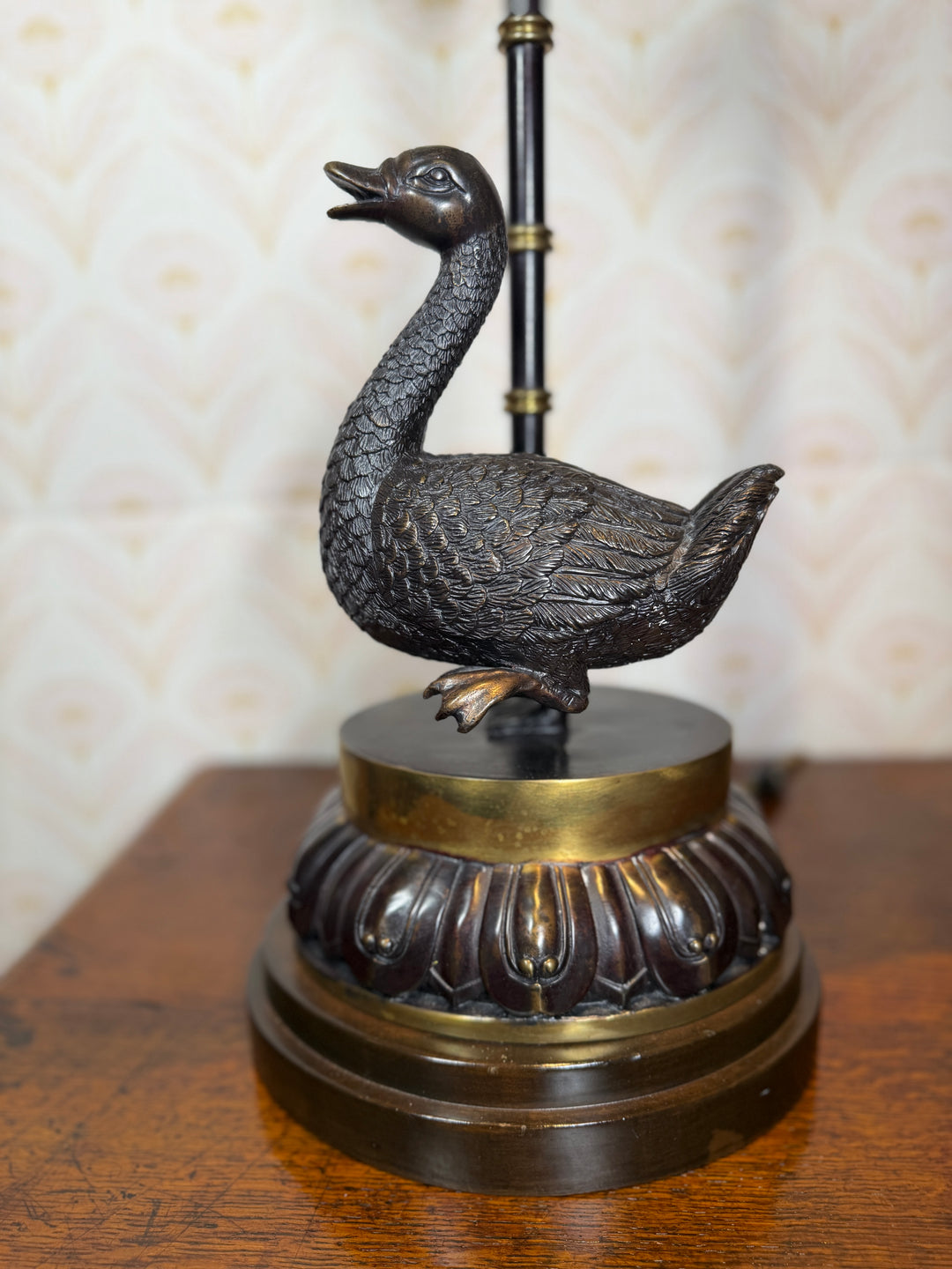 Late 20th Century Cast Bronze Ducks Lamps - Set of 2