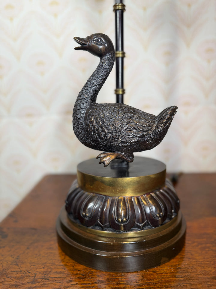 Late 20th Century Cast Bronze Ducks Lamps - Set of 2