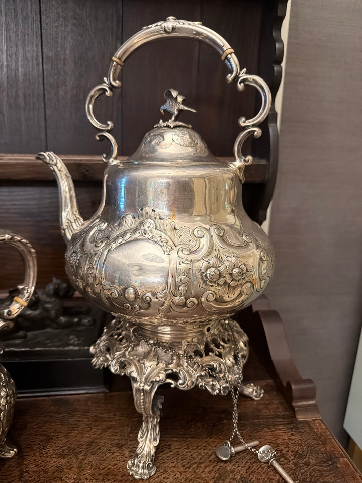 English Victorian Sterling Silver Tea & Coffee Service, Louis XV Pattern