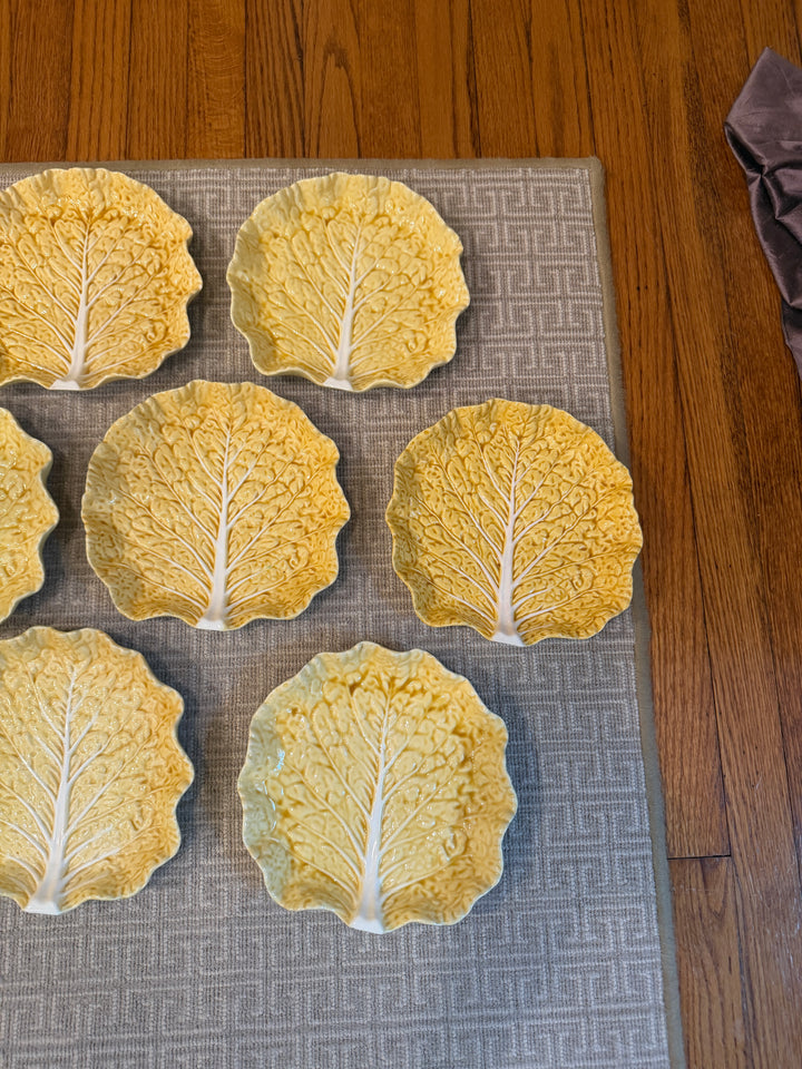 Vintage Bordallo Pinheiro Yellow Cabbage Salad Plates (Set of 10)