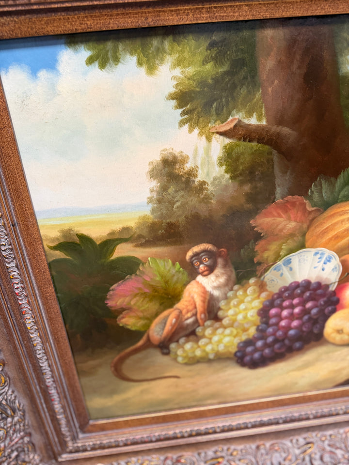 Monkey and Fruit Original Oil Still Life