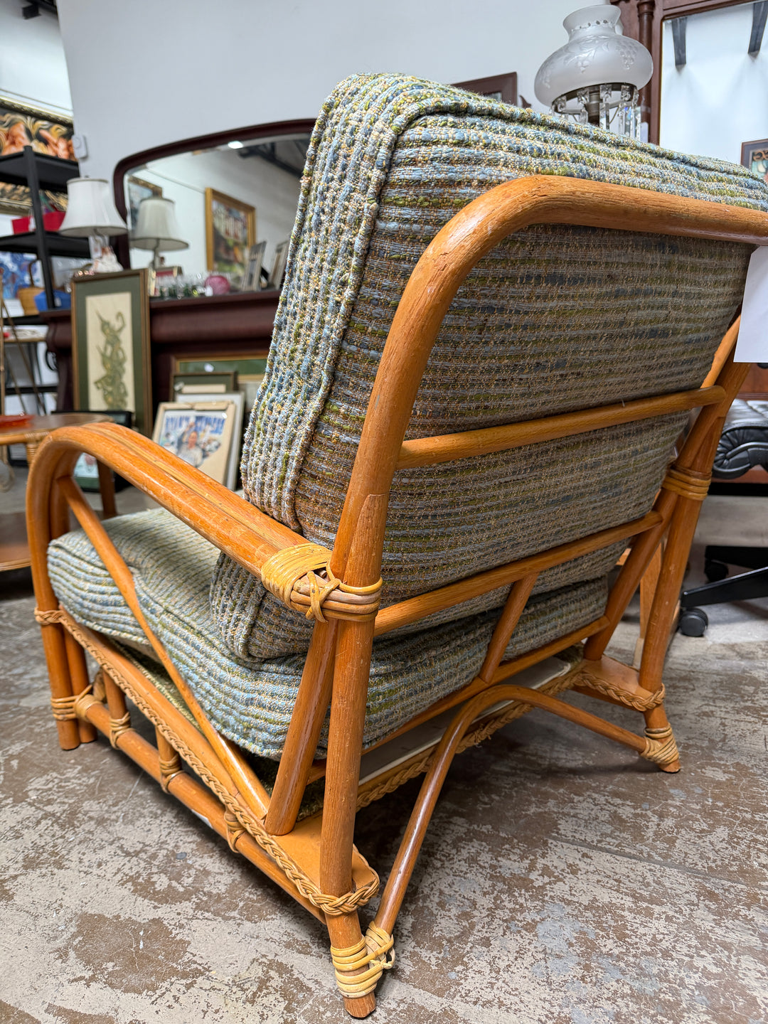 Set of 2 Vintage Braided Rattan and Bamboo Chairs