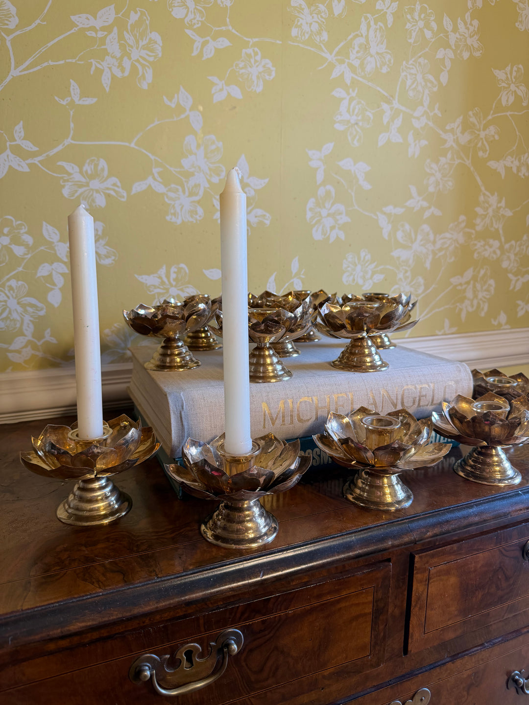 Vintage Brass Lotus Candleholders (Sold individually)
