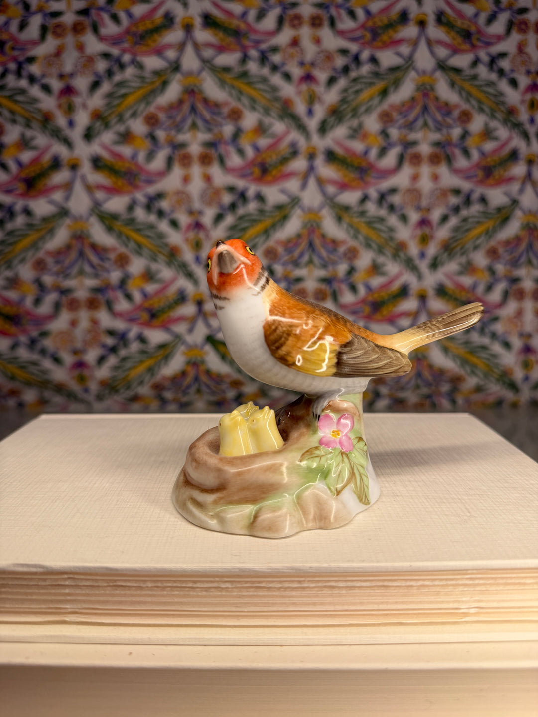 Herend Porcelain Bird Figurine with Nest and Chicks