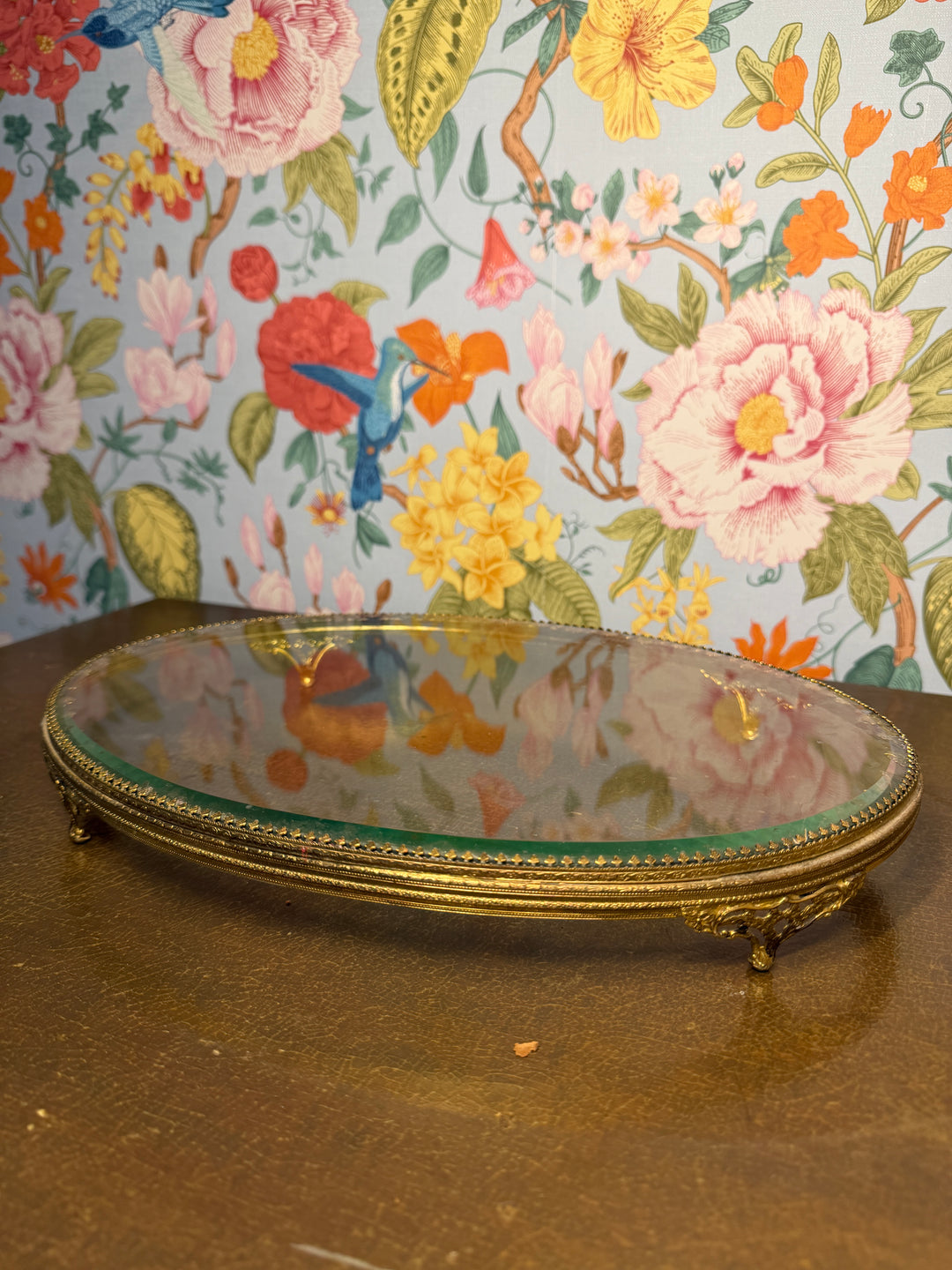 Glass Mirrored Vanity Tray